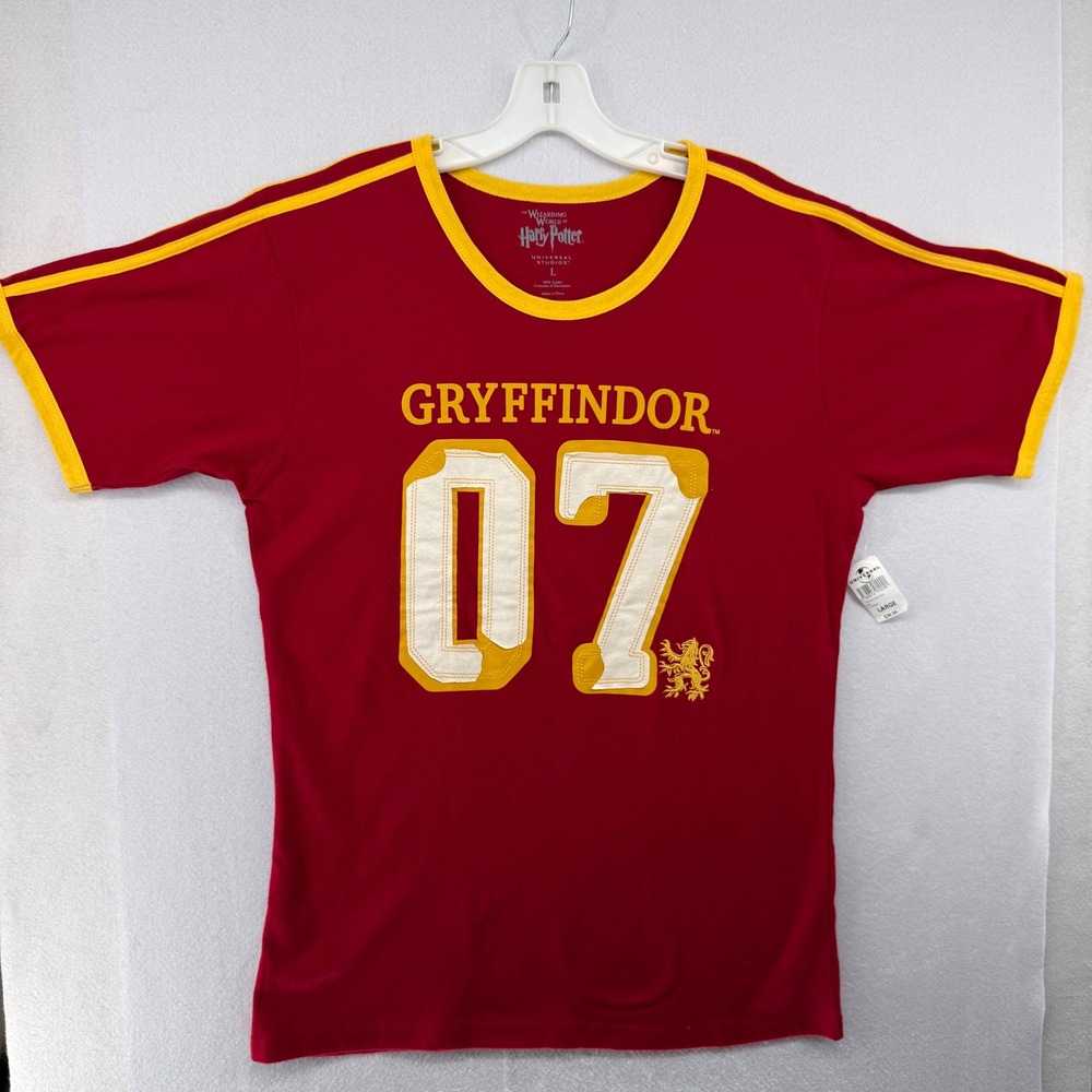 Universal Studios Harry Potter Gryffindor 07 Potter Quidditch Ringer Shirt L NEW
